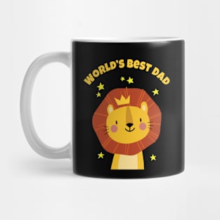 🦁 Cute Smiling Male Lion with Crown, World's Best Dad Mug